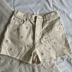 Pacsun daisy embroidered ultra high waisted vintage denim shorts